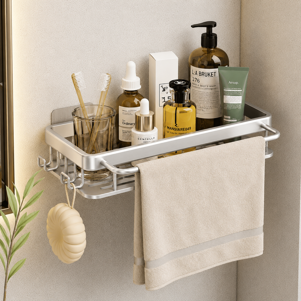 Organizador de Baño de Acero Inoxidable  | Estante de Ducha Adhesivo