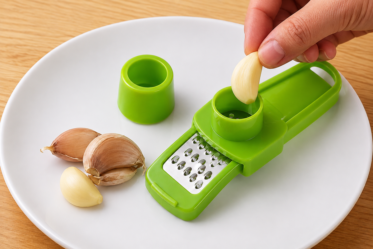 Prensador de Ajo Manual de Acero Inoxidable