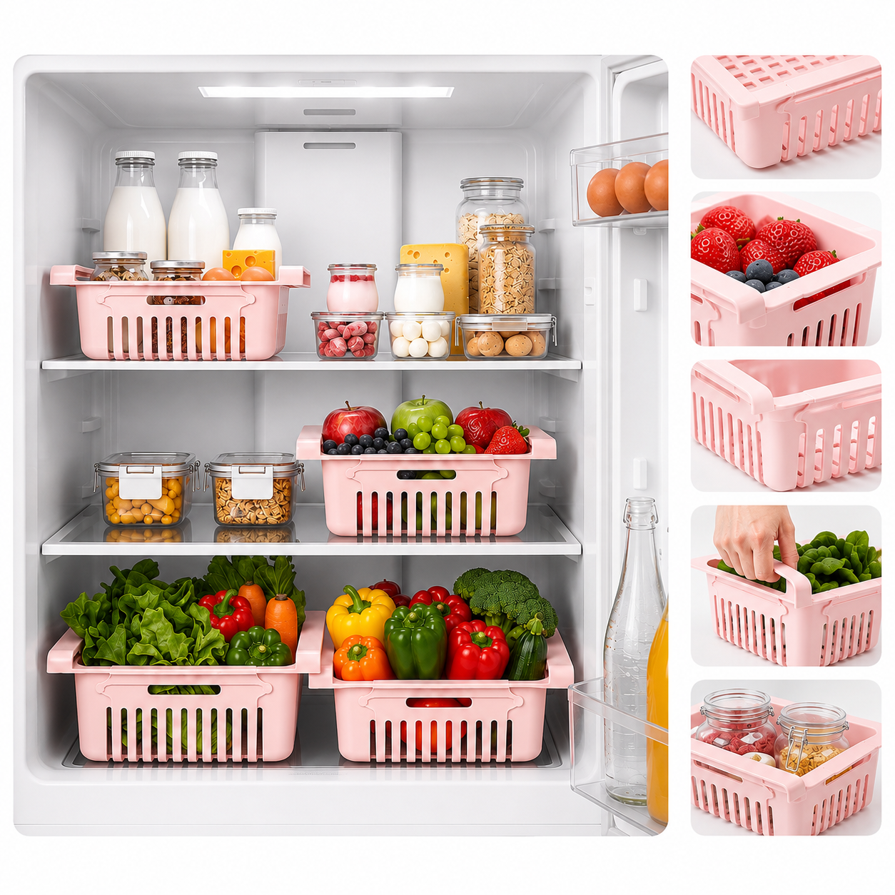 Organizador Apilable para Refrigerador y Cocina