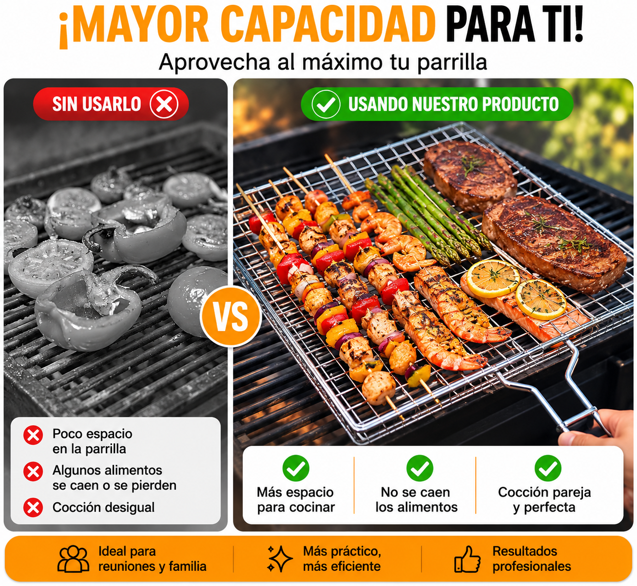 Parrilla Plegable de Acero Inoxidable 304