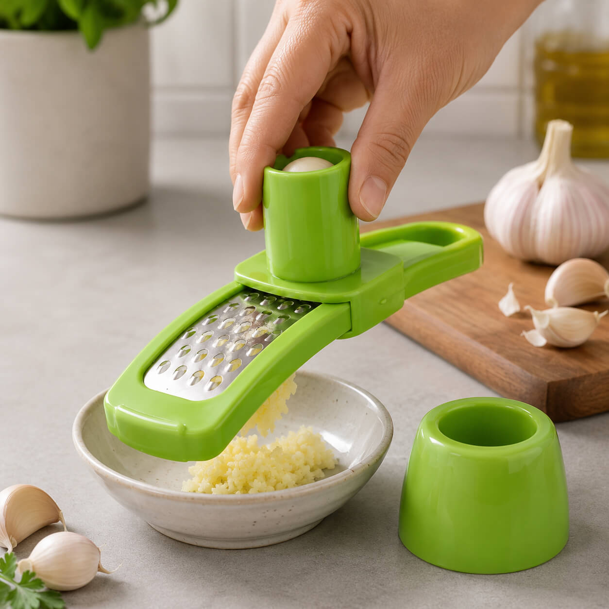 Prensador de Ajo Manual de Acero Inoxidable
