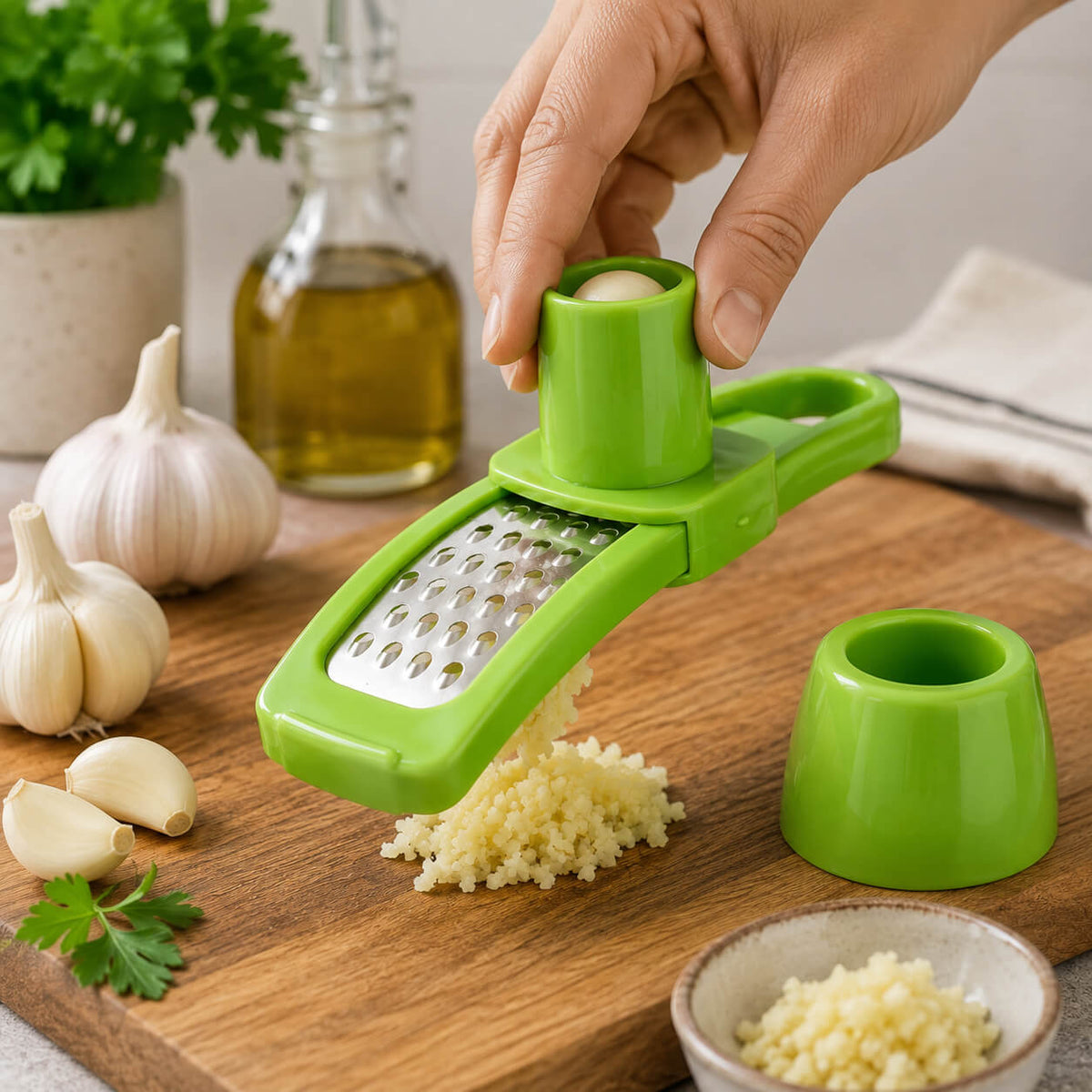 Prensador de Ajo Manual de Acero Inoxidable