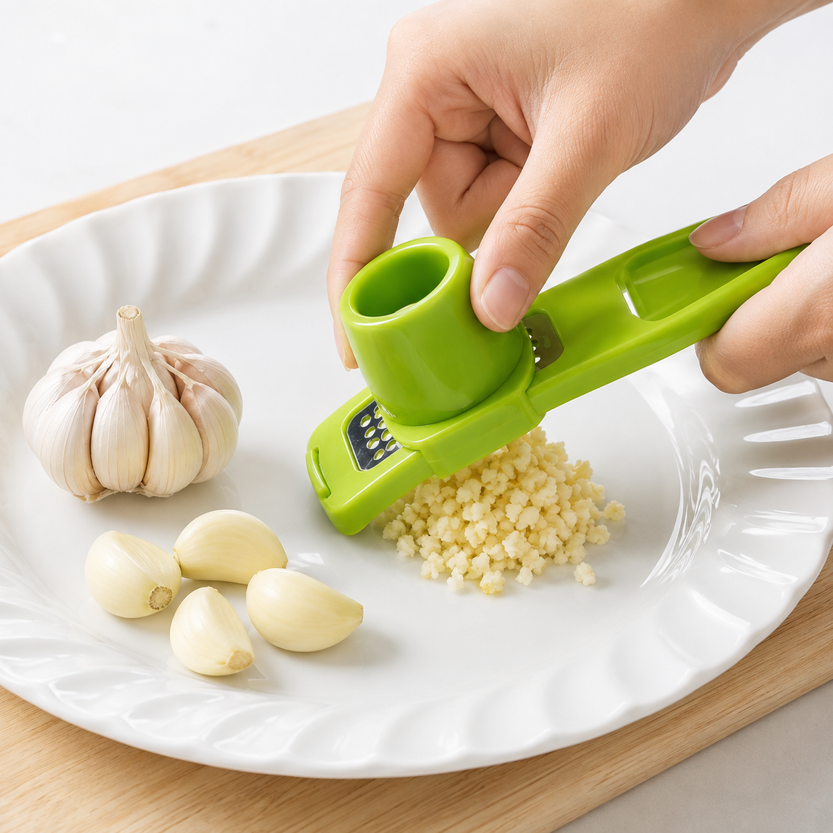 Prensador de Ajo Manual de Acero Inoxidable