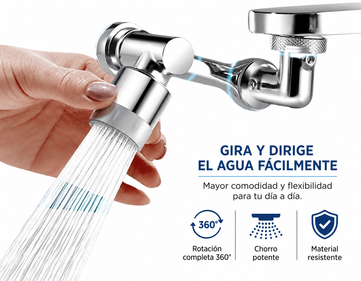 Grifo giratorio multifuncional 1080° para cocina y lavabo