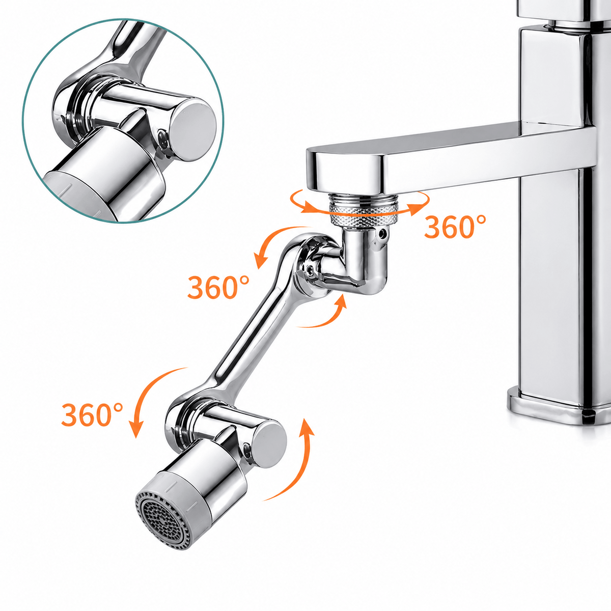 Grifo giratorio multifuncional 1080° para cocina y lavabo